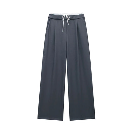Damen Wide-Leg Hose mit hohem Bund und Tunnelzug, Weites Bein