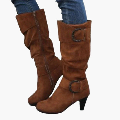 Damen Stiefel mit Absatz und Schnallen – Modische Herbst- und Winterstiefel für Alltag und Freizeit
