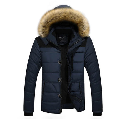 Herren Winter Steppjacke mit Fellkapuze gepolstert