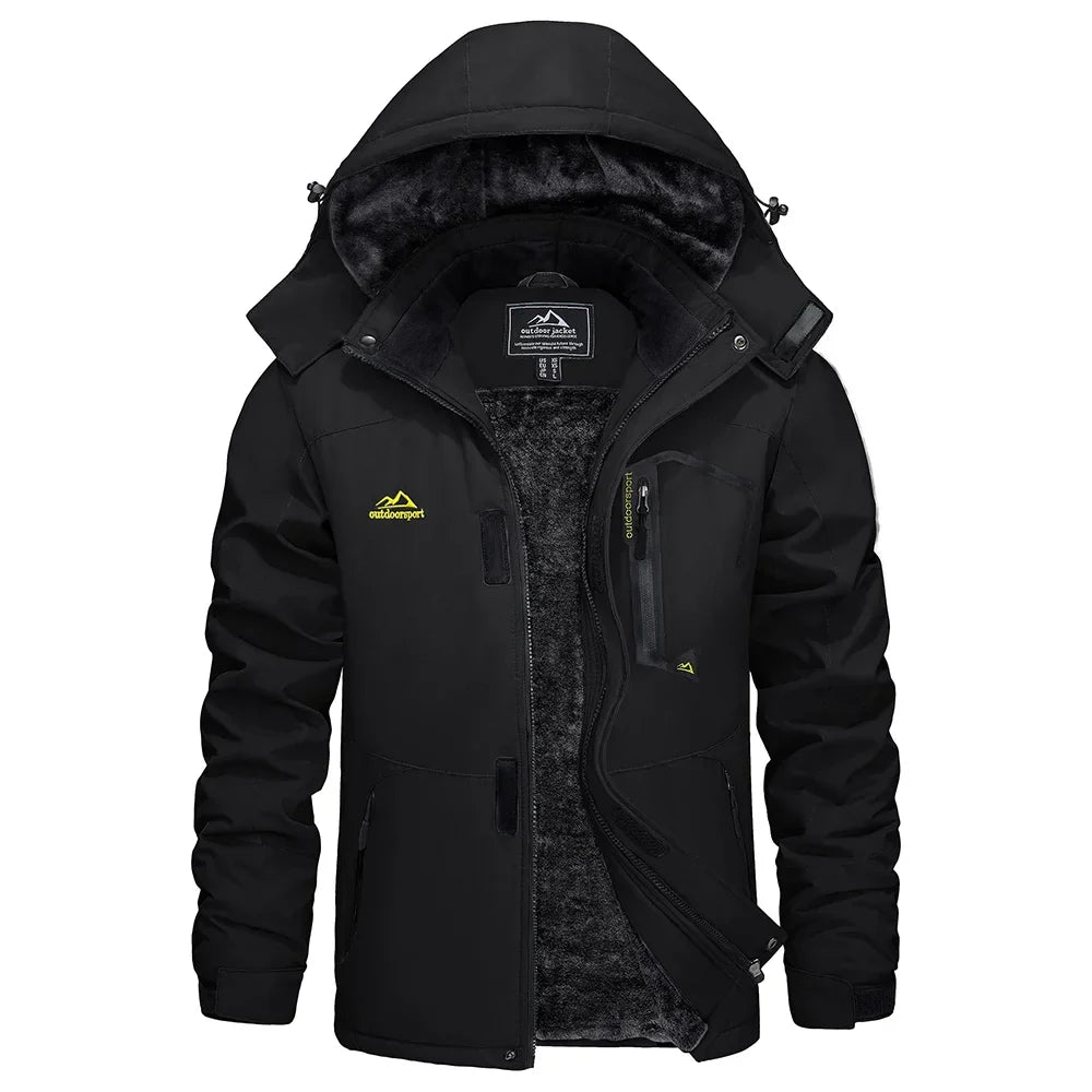 Winter Outdoorjacke für Herren mit Kapuze und Plüschfutter, viele Farben