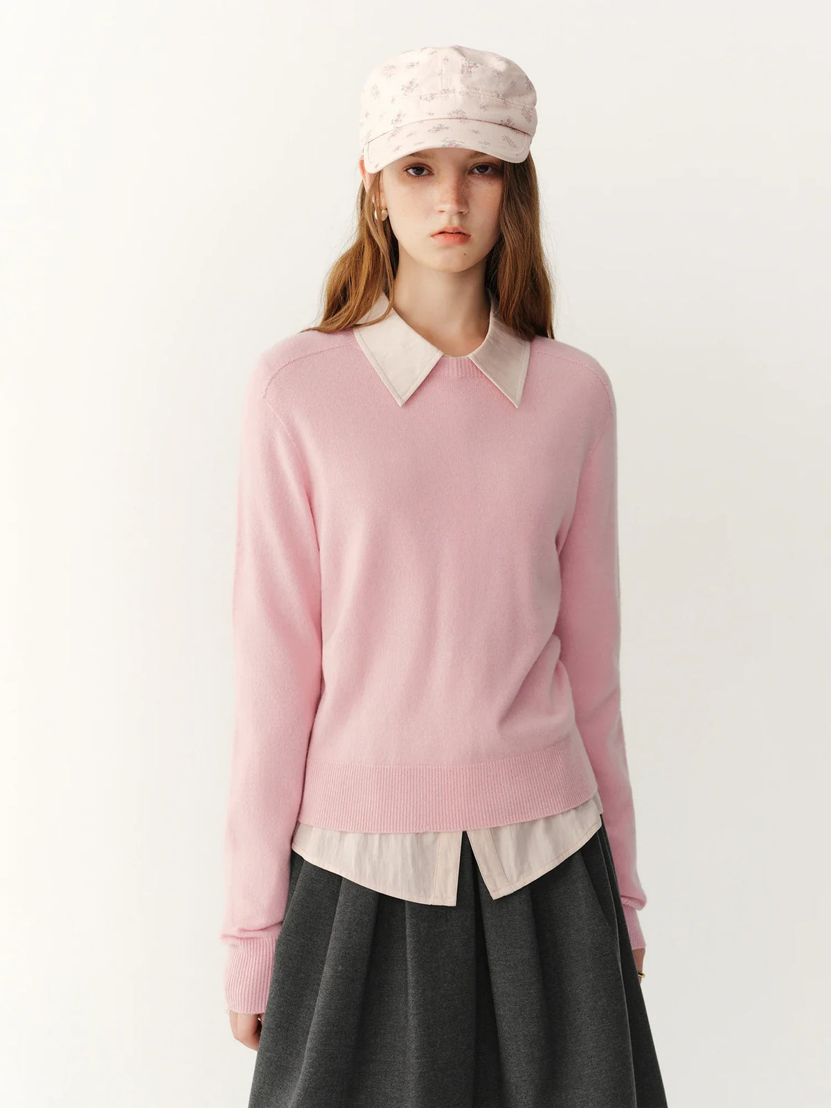 Damen Pullover Rundhals Langarm Strickpullover