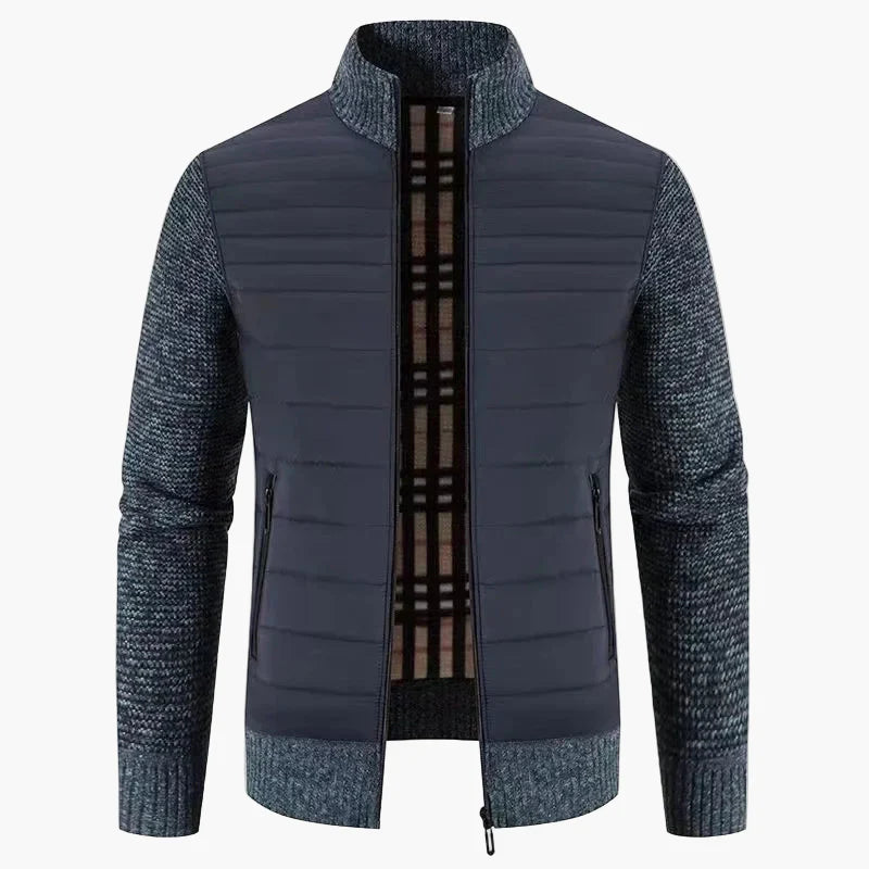 Herren Strickjacke im koreanischen Stil – Elegante Freizeitjacke mit Fleecefutter und Slim Fit