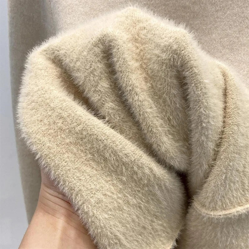 Damen Stehkragen Pullover Plüschfutter Langarm Sweatshirt Fleece Warm