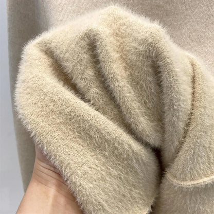 Damen Stehkragen Pullover Plüschfutter Langarm Sweatshirt Fleece Warm