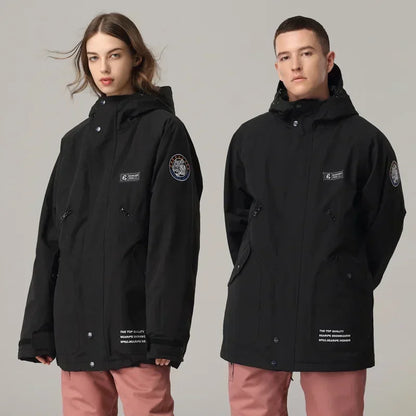 Unisex Winter Skijacke mit Kapuze & Reißverschluss Wasserdichte Winterjacke