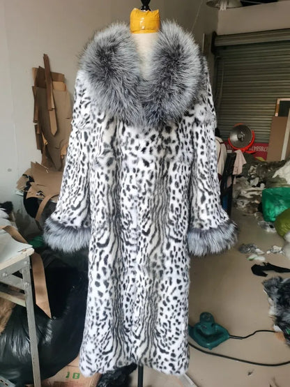 Damen Fell-Look Mantel Türkis mit breitem Kragen und Gürtel