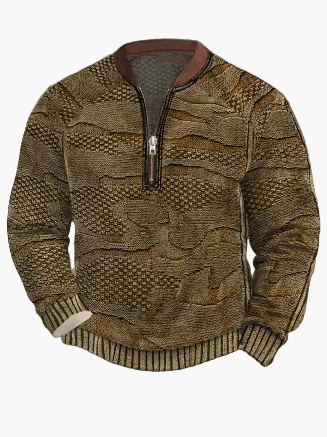 Herren Strickpullover im Street Style mit halbem Reißverschluss – Modischer Freizeitpullover für Frühling und Herbst