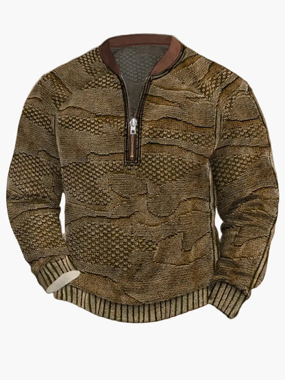 Herren Strickpullover im Street Style mit halbem Reißverschluss – Modischer Freizeitpullover für Frühling und Herbst