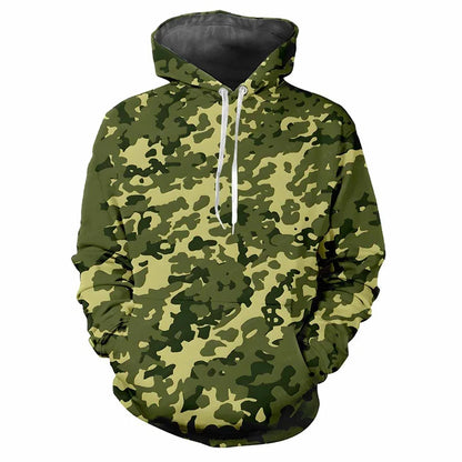 Hoodie Camouflage-Muster Grün Kängurutasche Kapuzenpullover