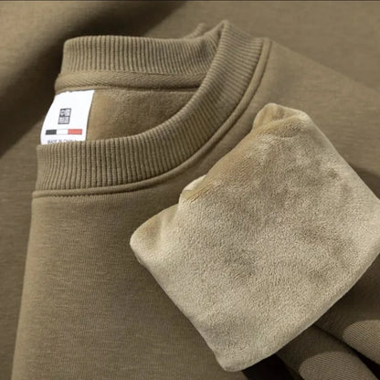Unisex Langarm Sweatshirt Rundhalsausschnitt mit Rippbündchen warm gefüttert