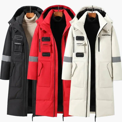 Herren Winter Steppmantel Outdoor Parka – Warm, Langer Schnitt, Urban Style