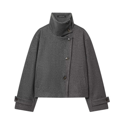 Damen Kurzjacke mit Stehkragen und weiten Ärmeln, lockere Passform