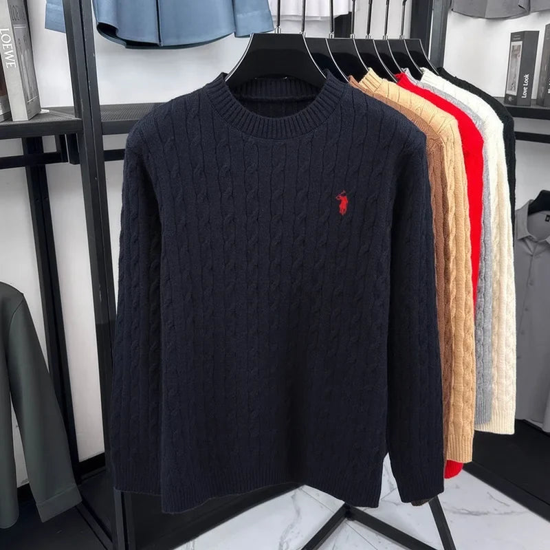 Zopfmuster Strickpullover Rundhals für Herren