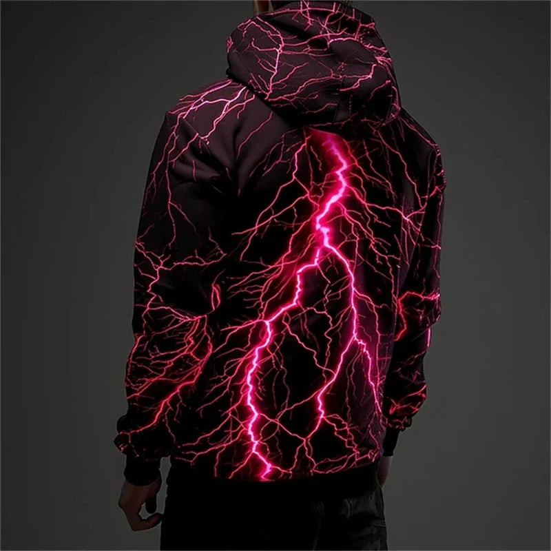 Hoodie mit Blitzmuster, Schwarz, verschiedene leuchtende Farben