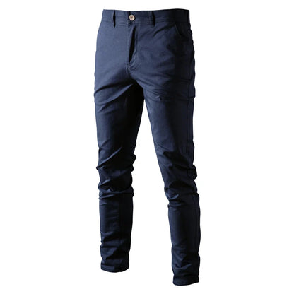 Herren Chino Hose Slim Fit Beige mit Knopfverschluss