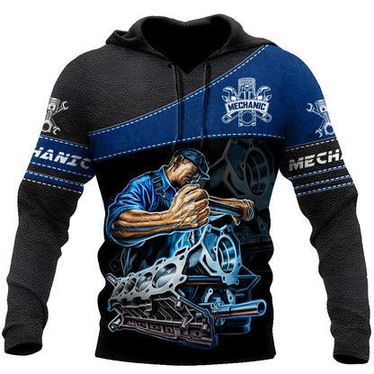 Unisex Kapuzenpullover Hoodie Mechaniker-Motiv Maschinen & Werkzeuge