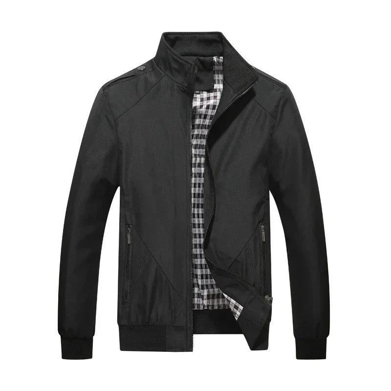 Herren Freizeit Bomberjacke mit Stehkragen und Reißverschluss, Windbreaker Übergangsjacke