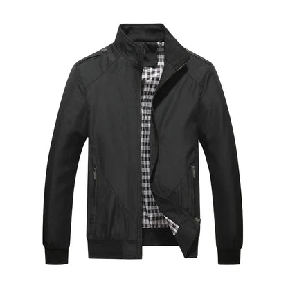 Herren Freizeit Bomberjacke mit Stehkragen und Reißverschluss, Windbreaker Übergangsjacke