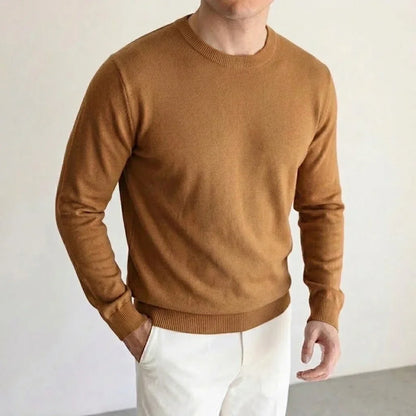 Herren Rundhals Pullover Feinstrick Langarm