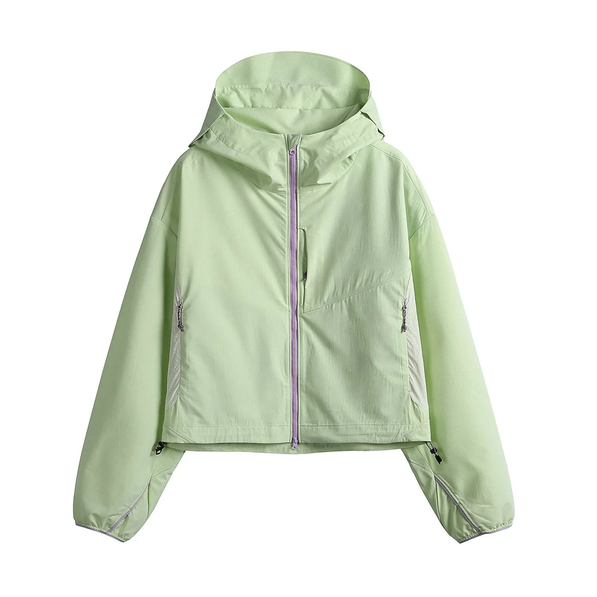 Damen Kurze Kapuzenjacke Windbreaker Leicht Reißverschluss