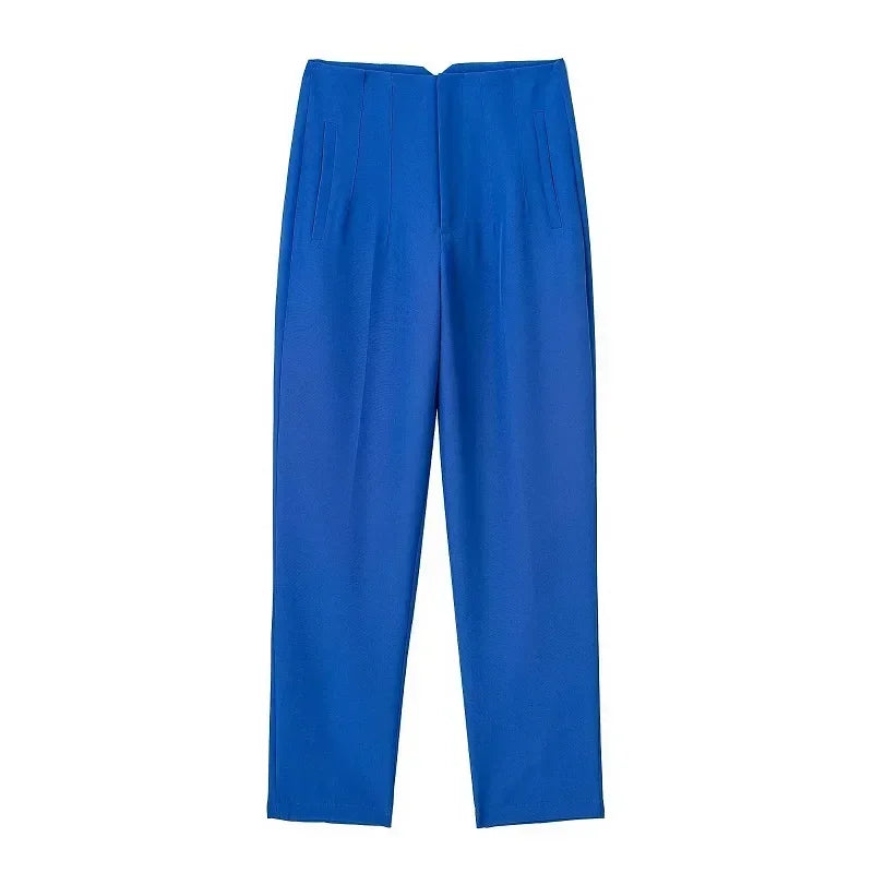 Damen High-Waist Hose Business Elegant Knöchellang
