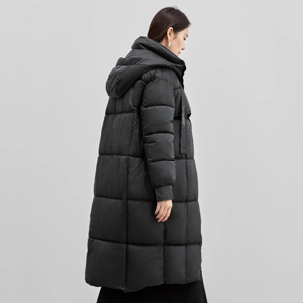 Damen Langer Steppmantel mit Kapuze Winter Warm Gefütterter Parka