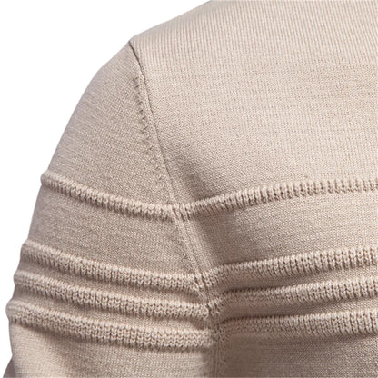 Herren Rundhals Pullover mit Strukturmuster und Knopfdetail