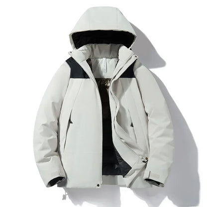Unisex Winterjacke mit Kapuze und Reißverschluss, gepolstert
