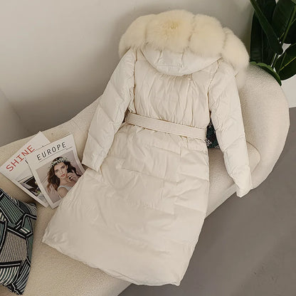 Damen Winter Steppmantel mit Kapuze und Kunstfellbesatz