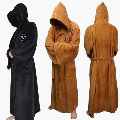 Herren Bademantel im Jedi & Sith Cosplay Stil – Flanell, Kapuze, Extra Lang, Ideal für Zuhause und Kostümpartys