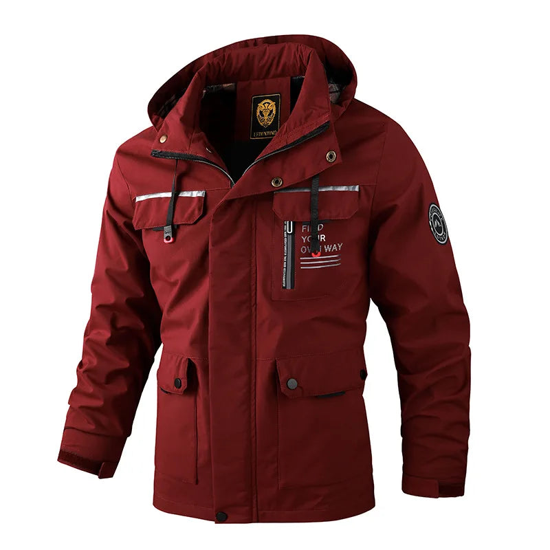 Herren Jacke mit Kapuze & Mehreren Taschen - Casual Windjacke
