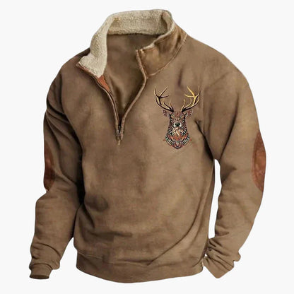 Herren Fleece Pullover mit Ethno Muster und Wildwest-Charme – Outdoor & Freizeit