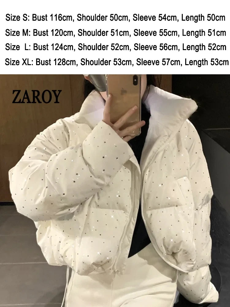 Damen Steppjacke mit Kapuze und Druckknöpfen, Winterjacke gefüttert