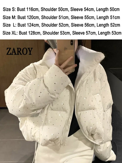 Damen Steppjacke mit Kapuze und Druckknöpfen, Winterjacke gefüttert