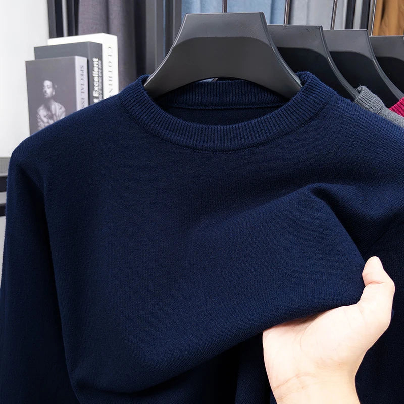 Unisex Strickpullover Rundhals Langarm Basic Pullover in verschiedenen Farben