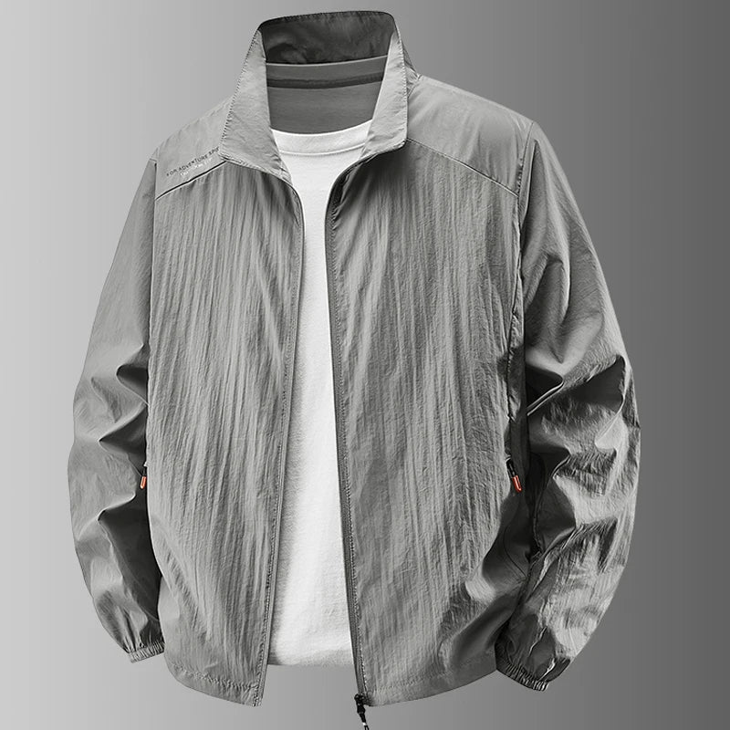 Herren Windbreaker Jacke leicht mit Stehkragen Reißverschluss