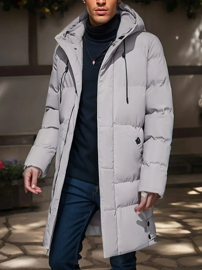 Herren Winter Steppmantel mit Kapuze gepolstert