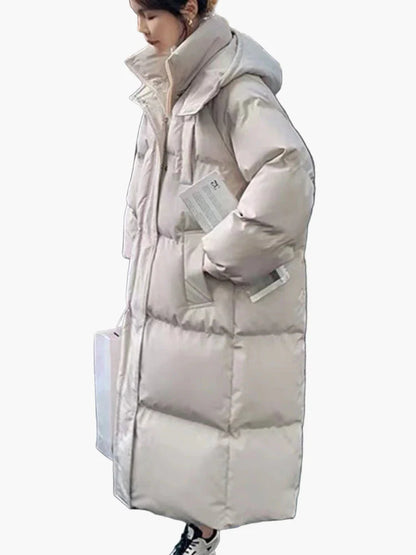 Damen Winter Daunenmantel Lang Steppmantel Oversize Warm Outdoor Freizeit