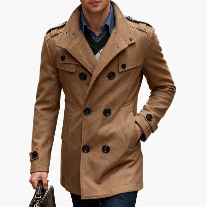 Herren Eleganter Winter Mantel – Klassischer Veganer Woll-Peacoat für Business & Freizeit