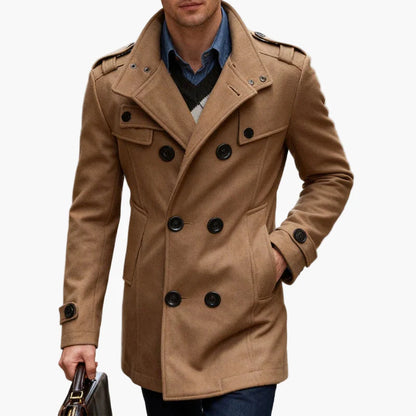 Herren Eleganter Winter Mantel – Klassischer Veganer Woll-Peacoat für Business & Freizeit