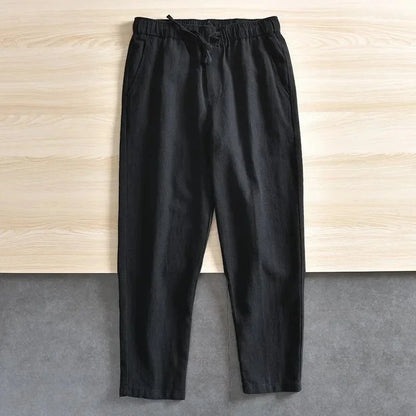 Leichte Hose aus Leinenstoff mit elastischem Bund – Weiß
