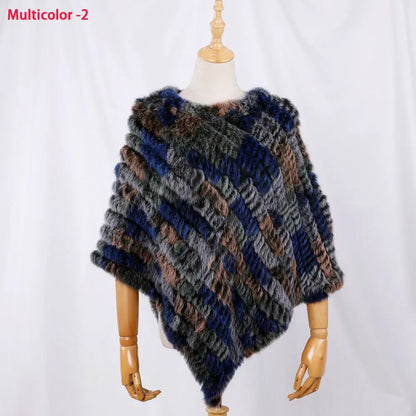 Damen Poncho weich strukturiert Grau Winter Cape
