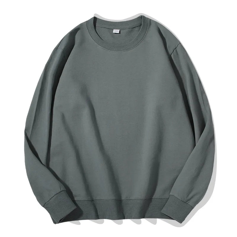 Unisex Langarm Sweatshirt Rundhalsausschnitt Freizeit Pullover Einfarbig