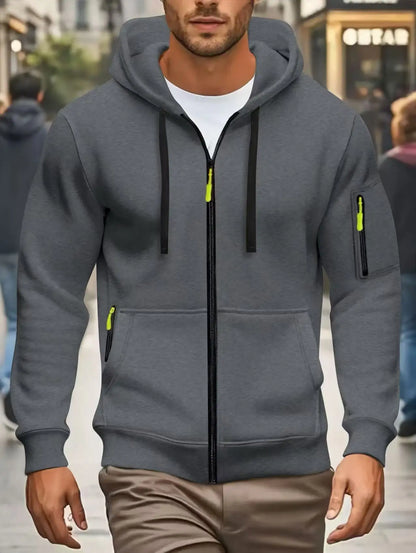 Herren Kapuzenjacke mit Reißverschluss und Kontrastdetails