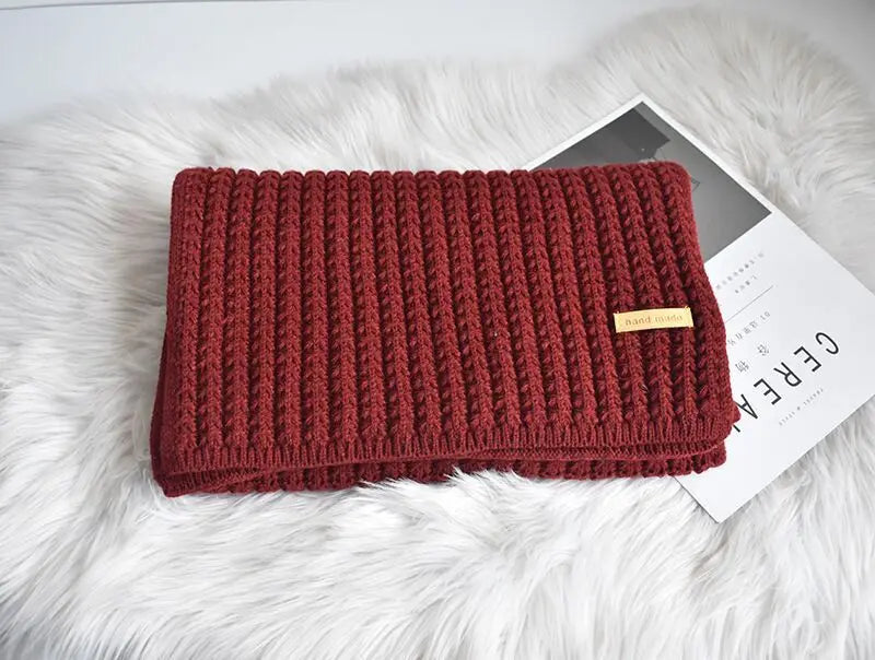Gerippter Strickschal für Winter, breiter Rippstrick, verschiedene Farben