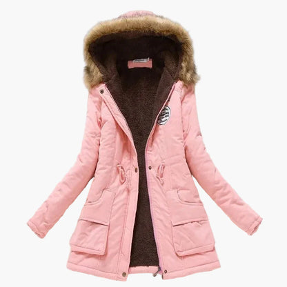 Damen Winterparka mit Kunstfellkapuze – Modischer Koreanischer Stil, Warm & Gefüttert, Alltag & Outdoor