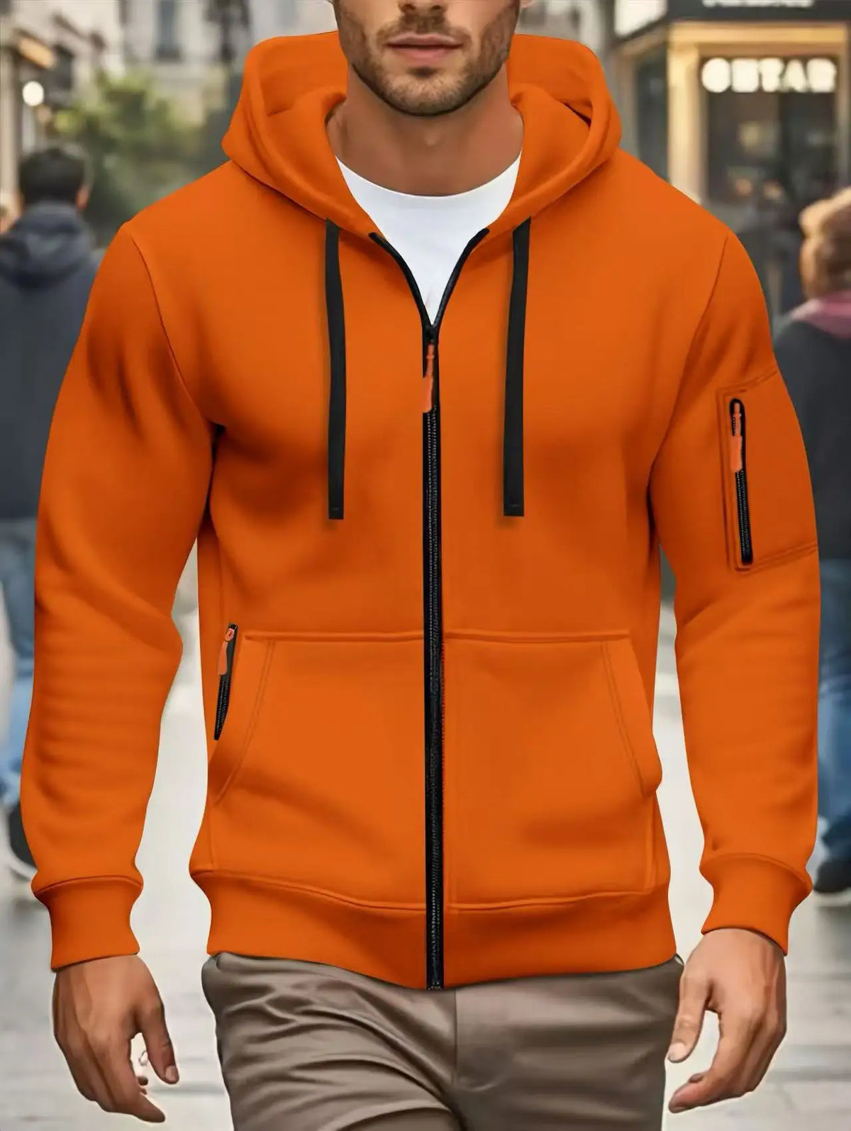 Herren Kapuzenjacke mit Reißverschluss und Kontrastdetails
