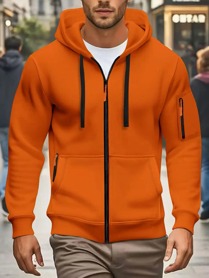 Herren Kapuzenjacke mit Reißverschluss und Kontrastdetails