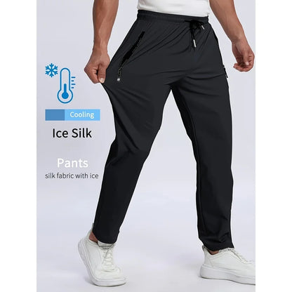 Herren Freizeithose Grau mit Reißverschlusstaschen Elastischer Bund