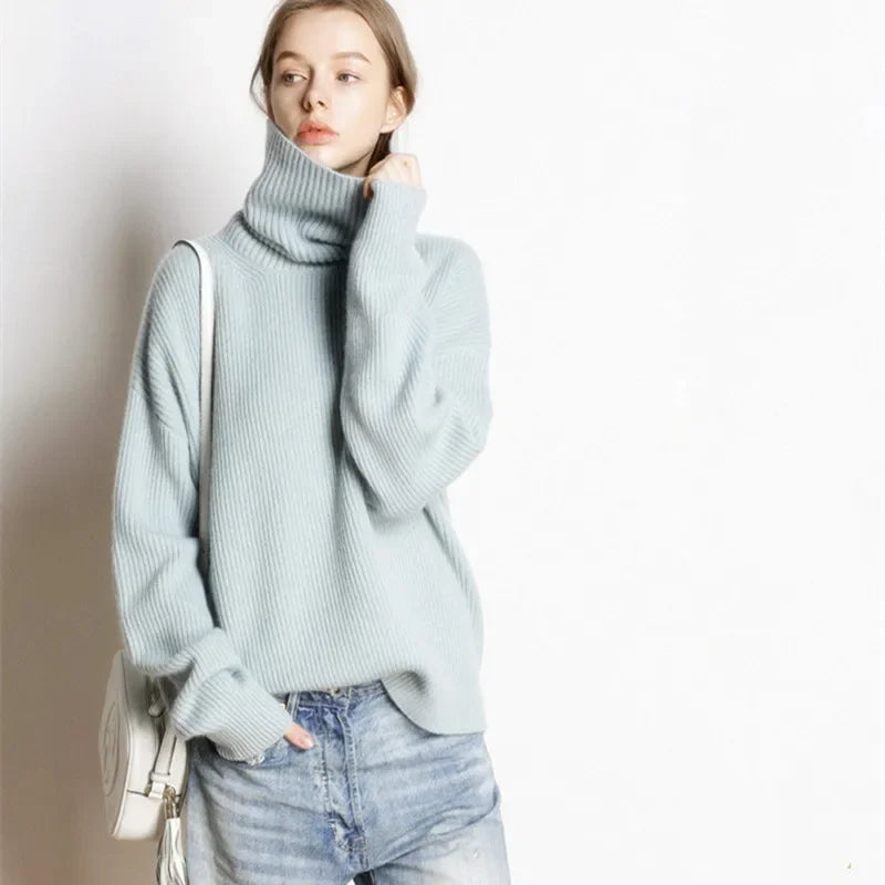 Damen Strickpullover mit Rollkragen – Modisch und Bequem für Alltag und Büro